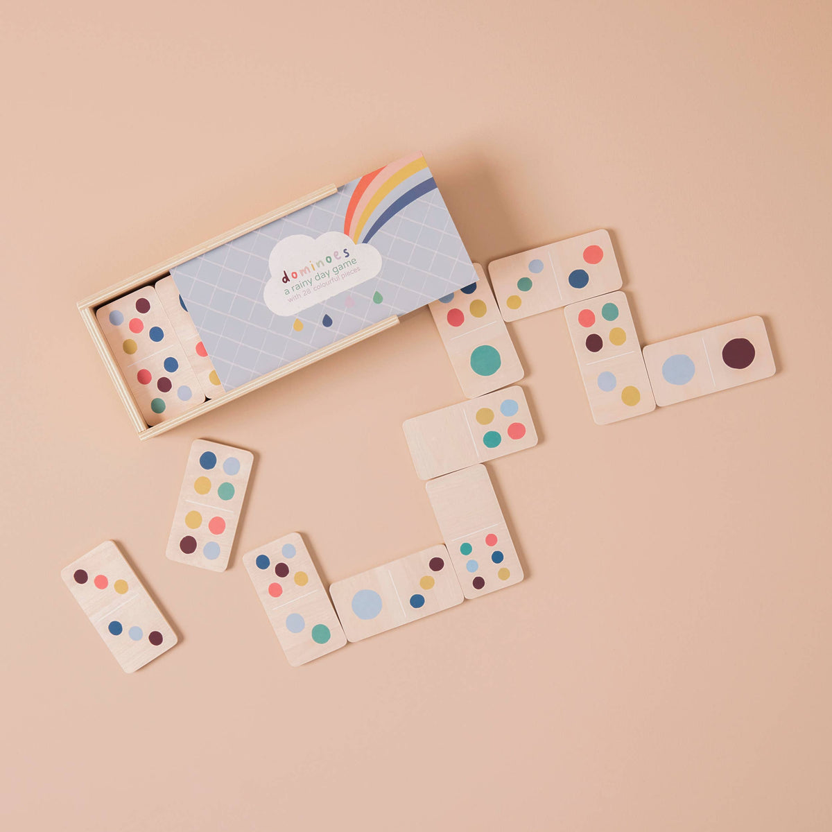 Wooden Dominoes Set - Rainbow  - Storage Box